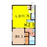 南ウェーブⅡ 1LDKの間取り