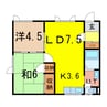 コーポかんばらⅠ 2LDKの間取り