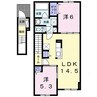 イーストサン 2LDKの間取り