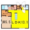 Arex　Lincke　Ⅱ 1LDKの間取り