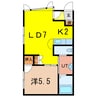 モリスピレネ 1LDKの間取り