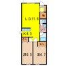 チューリップＥＡＳＴ５・５ 2LDKの間取り