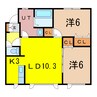 シェノン（近文） 2LDKの間取り