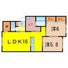 エレンシア大町B 2LDKの間取り