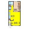 安立マンション 1LDKの間取り