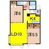 キャメロン1・2 2LDKの間取り