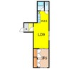 新都ハイツ(東) 1LDKの間取り