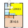 コーポカムイ 1LDKの間取り