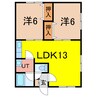 光進ハイツ 2LDKの間取り