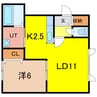 メゾン・ド・ユウキⅢA 1LDKの間取り