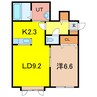 スカイベースⅠ 1LDKの間取り