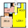 ディアコート51 1LDKの間取り