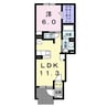 デール 1LDKの間取り