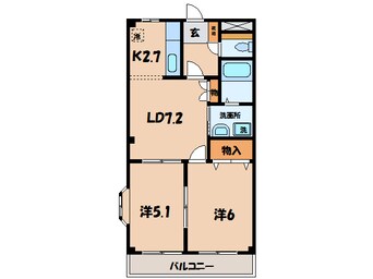 間取図 名鉄西尾線/西尾駅 バス30分一色さかな広場下車:停歩15分 2階 築22年