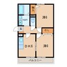 名鉄バス(西尾市)/田貫 徒歩1分 3階 築27年 2DKの間取り