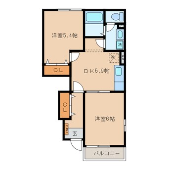 間取図 名鉄西尾線/上横須賀駅 徒歩10分 1階 築21年