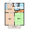 六万石くるりんバス（寺津矢田線）/富山北 徒歩2分 2階 築35年 2Kの間取り