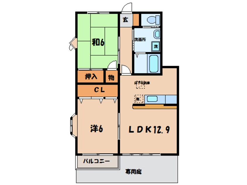 間取図 名鉄西尾線/上横須賀駅 徒歩9分 1階 築22年