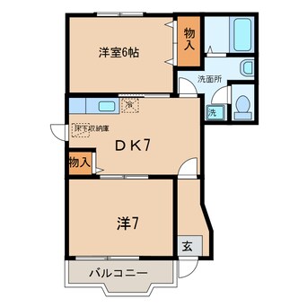 間取図 ふれんどバス/寺津大明神 徒歩4分 1階 築25年