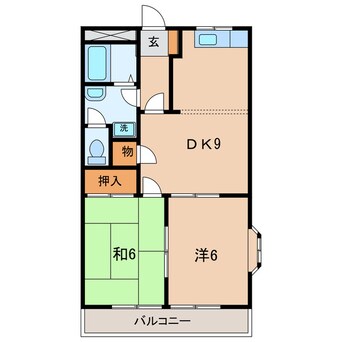 間取図 名鉄西尾線/西尾口駅 徒歩1分 2階 築28年