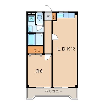 間取図 名鉄西尾線/桜町前駅 徒歩2分 1階 築33年