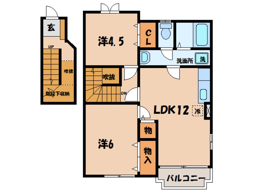 間取図 名鉄バス(西尾市)/田貫 徒歩3分 2階 築19年