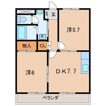 間取図 名鉄三河線/碧南中央駅 徒歩7分 2階 築26年