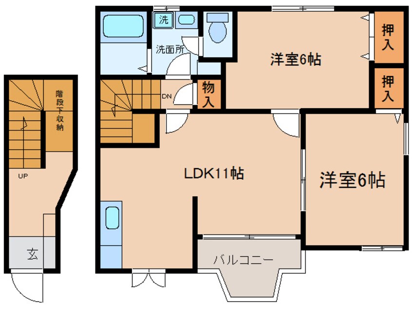 間取図 名鉄バス(西尾市)/田貫 徒歩3分 2階 築22年