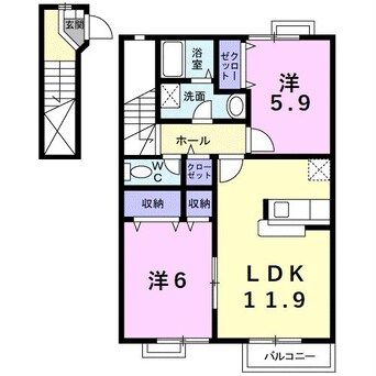 間取図 くるくるバス（碧南市）/岬町 徒歩1分 2階 築20年