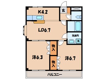 間取図 くるくるバス（碧南市）/伏見町 徒歩4分 2階 築19年