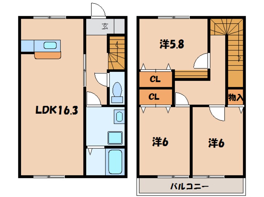 間取図 名鉄西尾線/桜町前駅 徒歩9分 1階 築19年