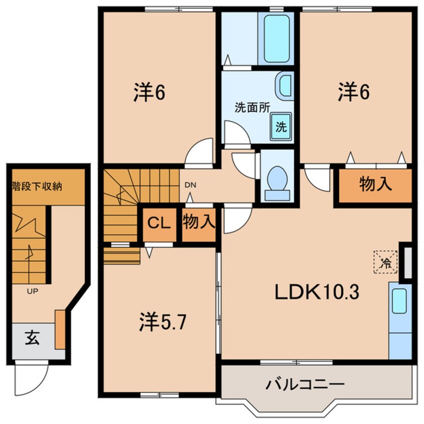 間取図 名鉄西尾線/吉良吉田駅 徒歩9分 2階 築21年