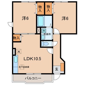 間取図 名鉄西尾線/吉良吉田駅 徒歩9分 1階 築21年