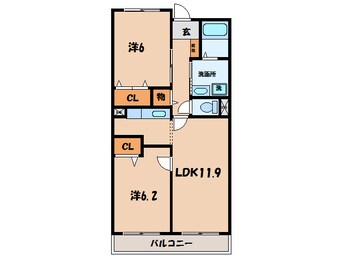 間取図 名鉄西尾線/桜町前駅 徒歩18分 2階 築21年