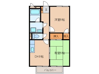 間取図 名鉄西尾線/上横須賀駅 徒歩6分 2階 築22年