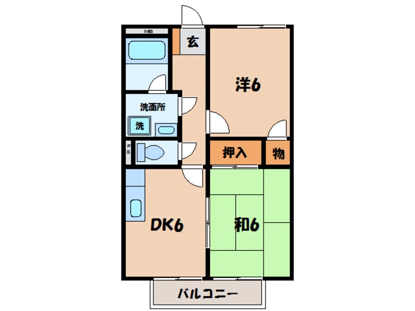 間取図 名鉄西尾線/上横須賀駅 徒歩6分 2階 築22年