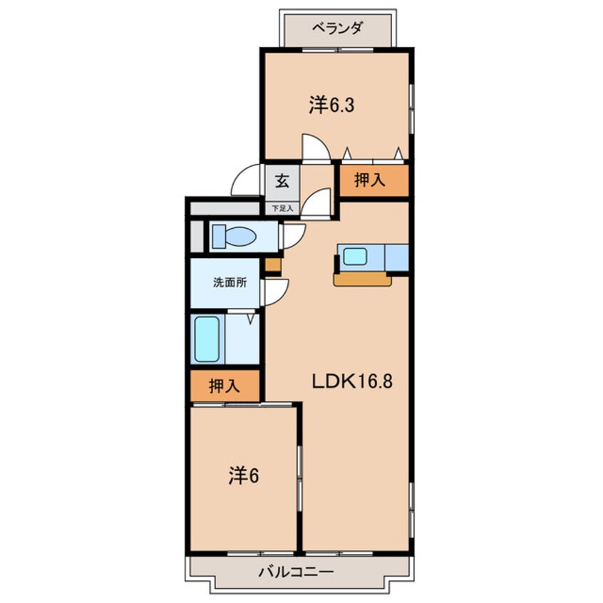 間取図 名鉄三河線/碧南中央駅 徒歩6分 2階 築24年