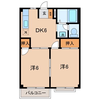 間取図 名鉄三河線/北新川駅 徒歩8分 2階 築33年
