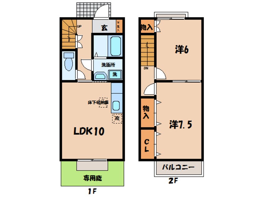 間取図 くるくるバス（碧南市）/JA西端 徒歩1分 1-2階 築19年