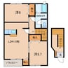 名鉄西尾線/福地駅 徒歩50分 2階 築19年 2LDKの間取り
