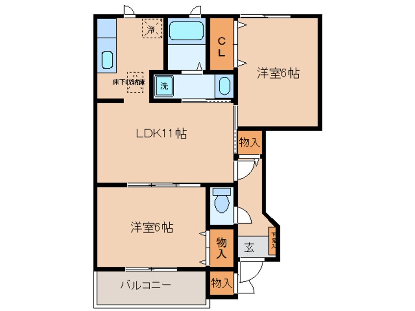 間取図 名鉄西尾線/福地駅 徒歩50分 1階 築18年