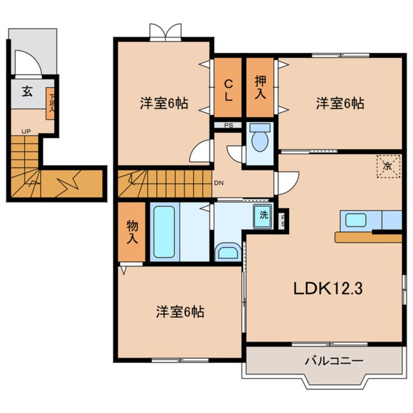 間取図 名鉄バス(西尾市)/徳永東 徒歩13分 2階 築19年