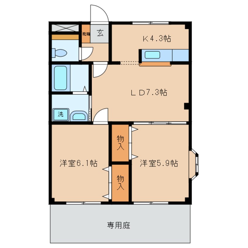 間取図 名鉄西尾線/米津駅 徒歩11分 1階 築21年