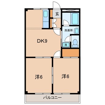 間取図 名鉄三河線/吉浜駅 徒歩14分 2階 築27年