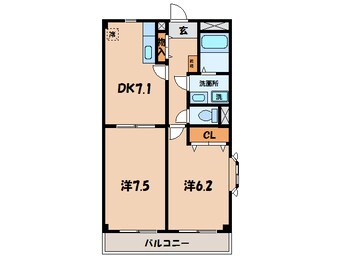 間取図 名鉄三河線/新川町駅 徒歩20分 2階 築21年