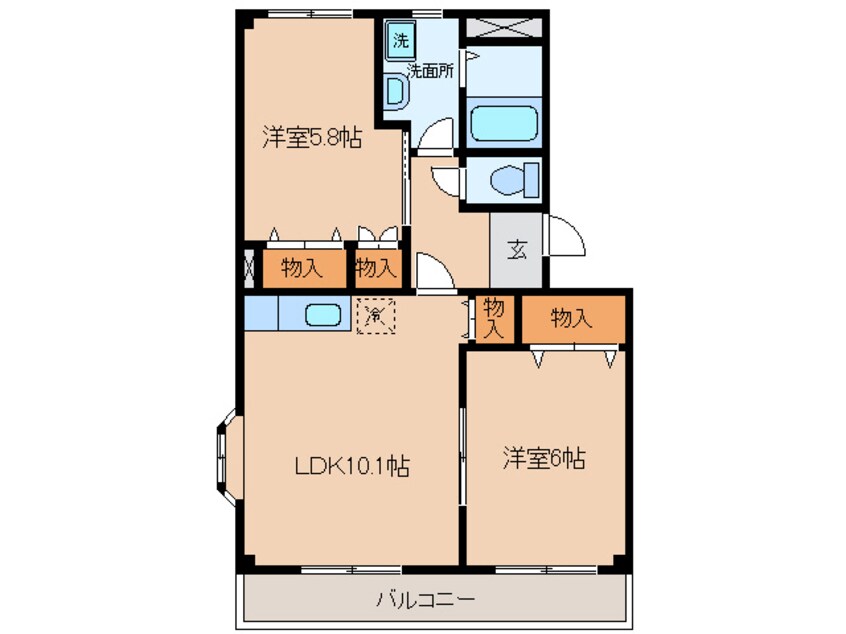 間取図 名鉄バス（幡豆郡）/西塩浜 徒歩2分 2階 築22年