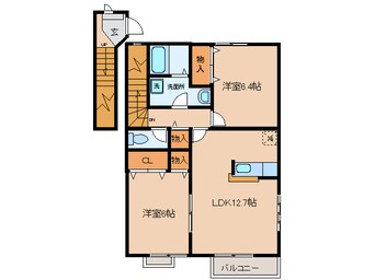 間取図 くるくるバス（碧南市）/岬町 徒歩2分 2階 築19年