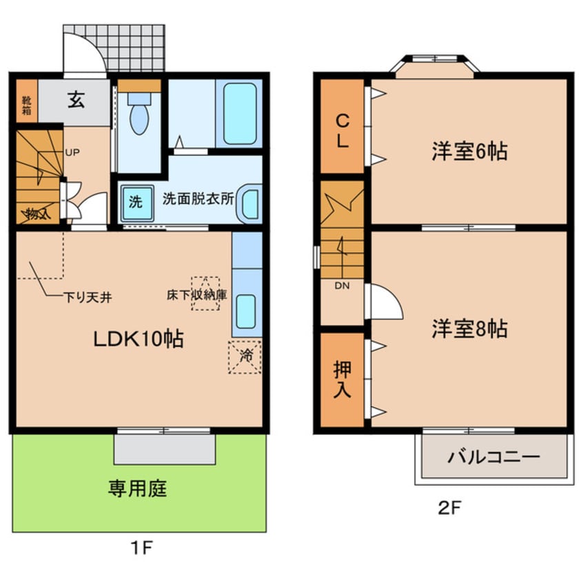 間取図 名鉄バス（幡豆郡）/満国寺前 徒歩8分 1-2階 築18年