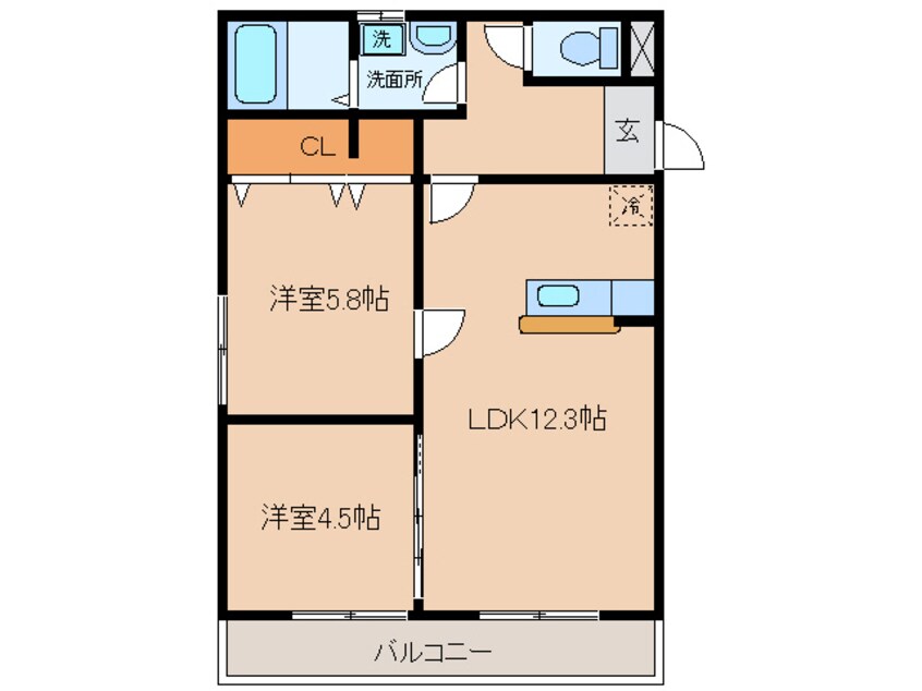 間取図 名鉄三河線/吉浜駅 徒歩9分 2階 築17年