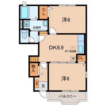 間取図 名鉄西尾線/福地駅 徒歩29分 1階 築20年
